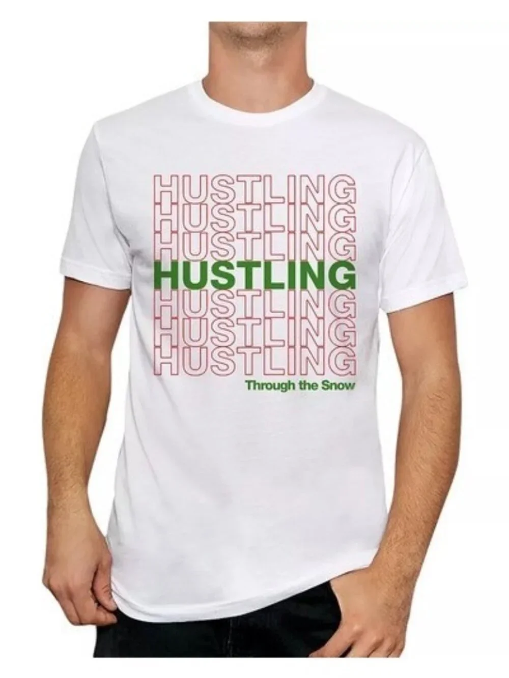 Kid Dangerous Men Hustling Regular Fit Tee Ivory White Red Size L 100% Cotton